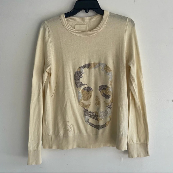 ZADIG & VOLTAIRE  Miss Camo Skull Strass Crewneck Sweater 33293 - Picture 2 of 8